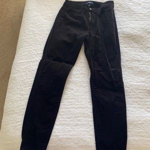 Black velvet skinny jeans